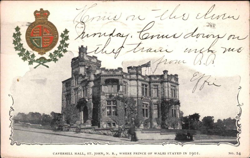 St John New Brunswick NB Caverhill Hall Heraldic Seal c1905 Vintage Postcard