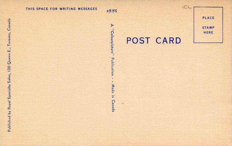 Yonge Street Night Neon Signs Toronto Canada 1940s linen postcard