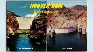 Aerial View Hoover Dam Downstream Upstream Views Postcard