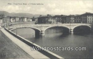 Lung' Arno Regio e il Ponte Solferino Pisa, Italy Writing on back 