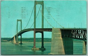 Delaware Memorial Bridge Wilmington Delaware DE Chrome Postcard G7