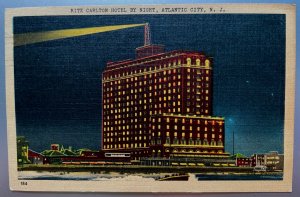 Vintage Postcard 1948 Ritz Carlton Hotel by Night, Atlantic City, N.J.