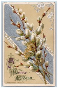 John Winsch SignedPostcard Easter Pipe Berry Flowers Embossed c1910's Antique