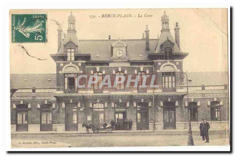 Berck Beach Postcard Old Train Station (ane hitch)