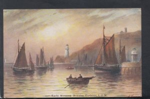 Isle of Man Postcard - Artist View of Early Morning Douglas Harbour  T8284