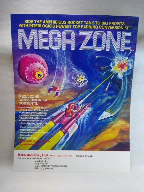 Mega Zone Arcade Flyer Retro Vintage Retro Video Art Original 8.5 x 11 Promo