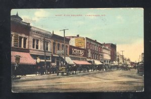 CARTHAGE MISSOURI WEST SIDE OF SQUARE DOWNTOWN VINTAGE POSTCARD 1910 MO.