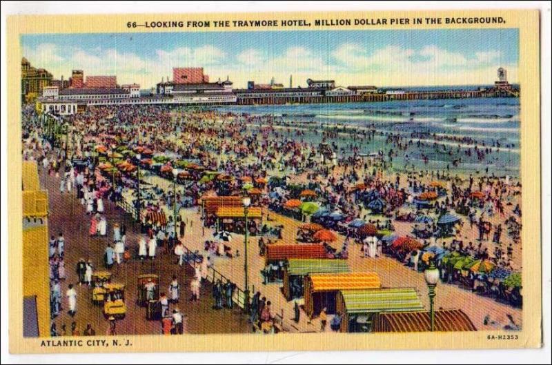 Boardwalk, Beach & Million Dollar Pier, Atlantic City NJ