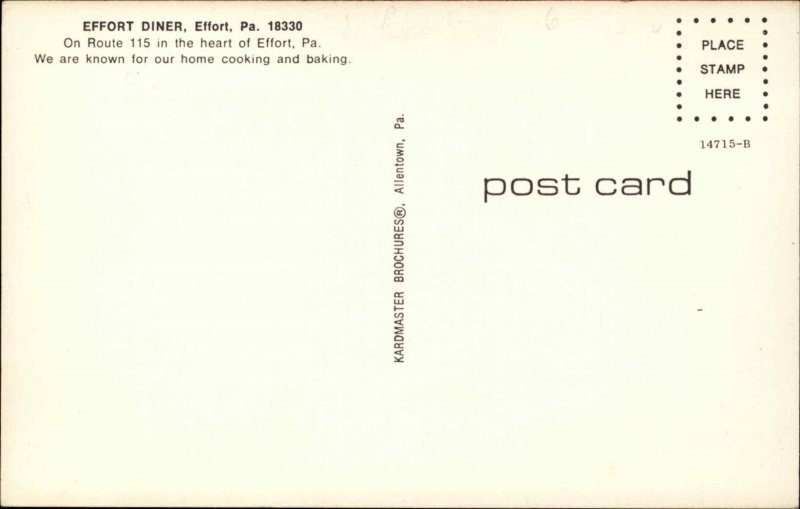 Effort PA Effort Diner Vintage Roadside Postcard