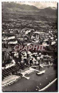 Modern Postcard Thonon les Bains Aerial view of the port city and the Mountai...