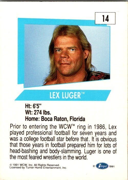 1991 WCW Wrestling Card Lex Luger sk21175