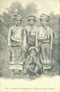 PC CPA LAOS, TYPES DE FEMMES LU Á MUONG-HOU, Vintage Postcard (b26709)