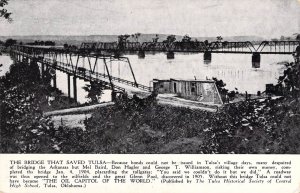 Road to Oilfields, Bridge over Arkansas River That Saved Tulsa, Ok, Old Postcard