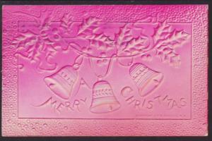 Merry Christmas,Bells,Embossed Postcard 
