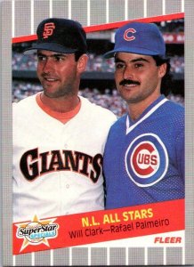 1989 Fleer Baseball Card Will Clark Rafael Palmeiro Chicago Cubs sk10641