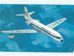 Pre-1980 Postcard Ad UNITED AIRLINES CARAVELLE AIRPLANE AC6248