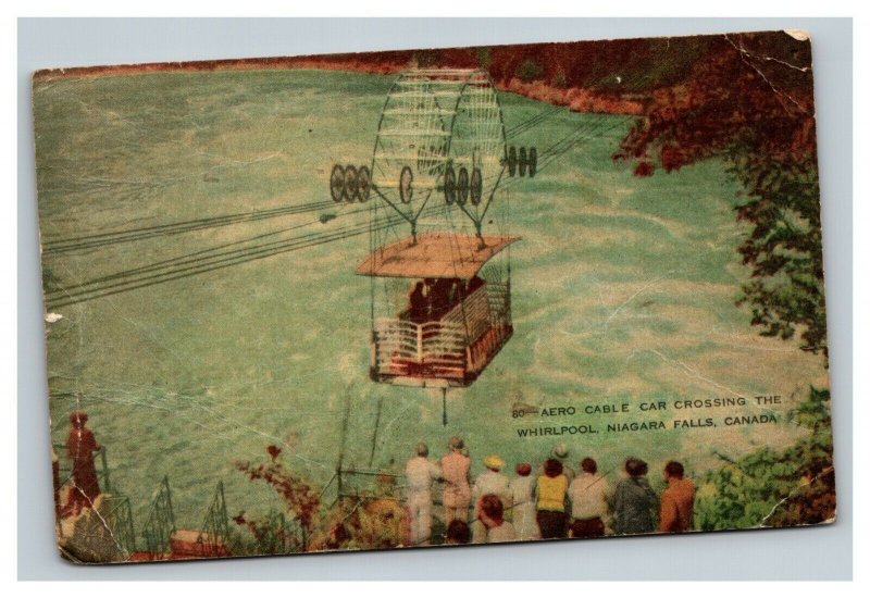 Vintage 1953 Postcard Aerial Cable Car Crossing Whirlpool Niagara Falls Canada