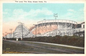 Ocean View Virginia The Leap the Dips Roller Coaster Amusement Park PC AA57492