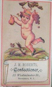 1870s Cute Cherub 4 Seasons Summer, J.H Roberts Confectioner, Providence, RI  F8