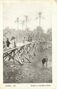 PC CPA IRAQ, BASRA, BRIDGE OVER THE KHORA CREEK, VINTAGE POSTCARD (b16165)