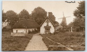 RPPC THAXTED Alms Houses & Mill Essex England UK white's series Postcard