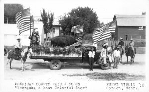 Real Photo Postcard Buffalo on Truck at Sheridan County Fair & Rodeo~112165 