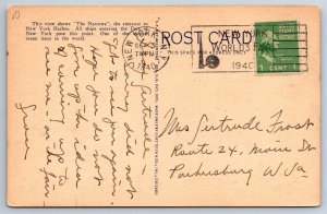 Shore Road Entrance To New York Harbor Brooklyn 1940 Postcard Worlds Fair Cancel