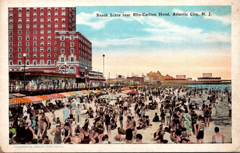 New Jersey Atlantic City Beach Scene Near Ritz-Carlton Hotel