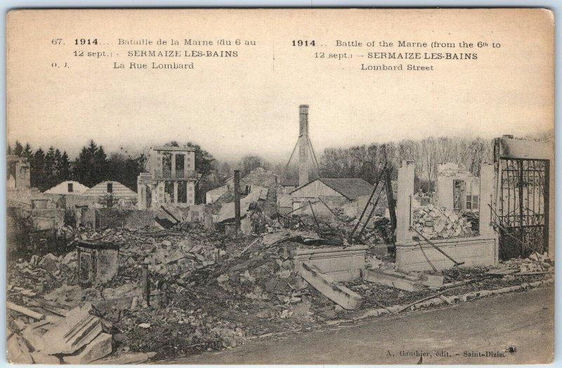 1914 Sermaize-les-Bains, France WWI Battle of Marne Ruins Lombard Street A359