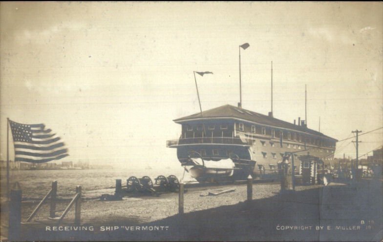 Receiving Ship VERMONT Muller c1910 Real Photo Postcard