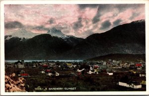 Vtg Skagway Alaska AL Sunset City View Town 1920s Postcard