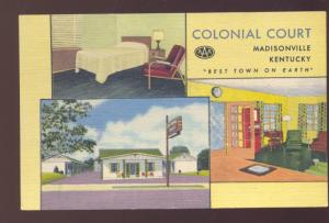 MADISONVILLE KENTUCKY COLONIAL COURT LINEN MOTEL INTERIOR VINTAGE POSTCARD