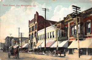 Third Street San Bernardino, CA, USA Drug Store 1909 PU Missing Stamp 