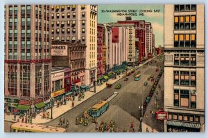 Indianapolis Indiana IN Postcard Washington Street Looking East Aerial View 1946