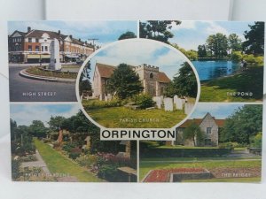 New Vintage Postcard Orpington Multiview 1970s Pond High St Church Gardens VGC