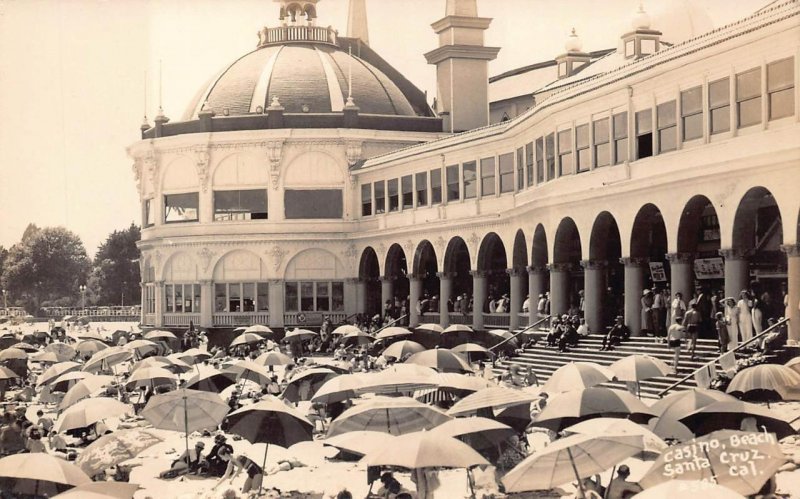 RPPC CASINO BEACH SANTA CRUZ CALIFORNIA REAL PHOTO POSTCARD (1930s)