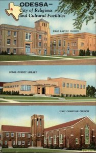 Odessa Texas TX Church Library 1940s Postcard