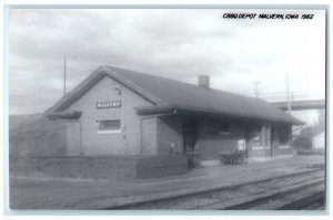 c1962 CB&Q Depot Malvern Iowa Railroad Train Depot Station RPPC Photo Postcard