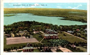 1920s Aerial View Winona Lake Indiana Postcard