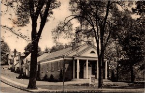 Postcard CT Norwalk Community Baptist Church Schedule Tower 1940s S93