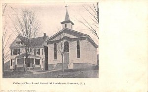 Catholic Church & Parochial Residence Hancock, New York Postcard