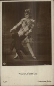 Actress Hedda Vernon w/ Huge Teddy Bear c1910 Real Photo Postcard