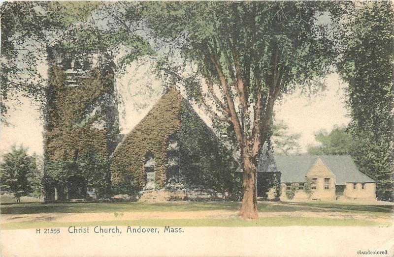 Andover Massachusetts~Christ Church~House~Ivy Covered~1905 Handcolored Rotograph 