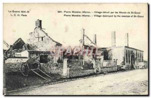 Postcard Old Stone Village Morains destroyed by Marsh St Gond Army