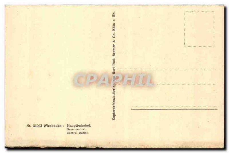 Old Postcard Wiesbaden central station