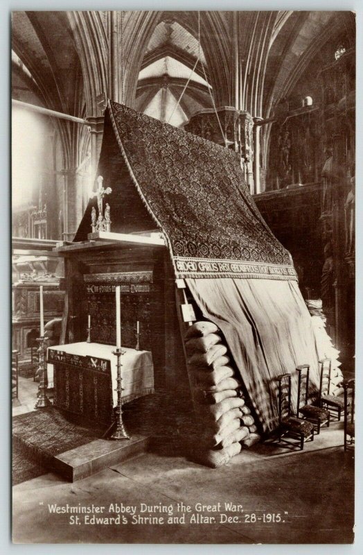 London UK Westminster Abbey~Covered St Edwards Shrine & Altar~WWI~​RPPC c1916 