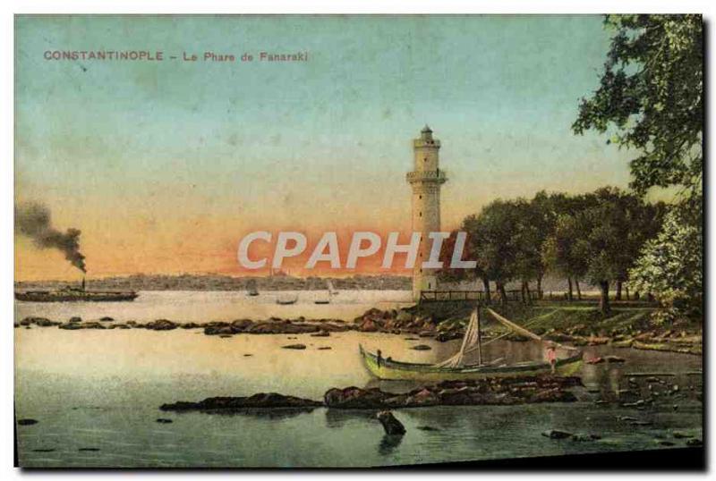 Old Postcard Constantinople Lighthouse Fanaraki From Turkey