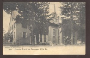 LITITZ PENNSYLVANIA MORAVIAN CHURCH AND PARSONAGE VINTAGE POSTCARD 1905