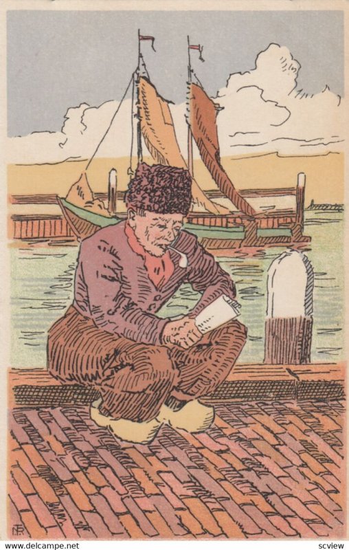 Artist NTR ,1900-1910s , Man on pier