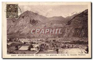 Old Postcard Bourg D & # 39oisans General view right the Grandes Rousses